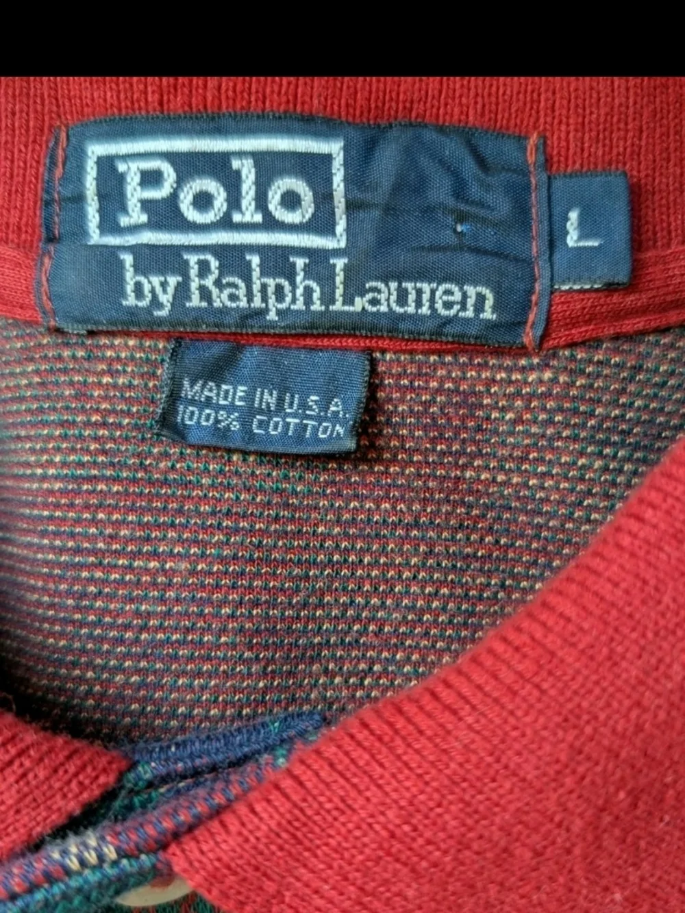 VTG Polo Ralph Lauren Men's Polo Sz Large Red Tartan Plaid Made In The USA 90's